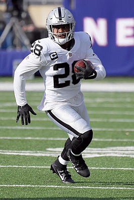 Raiders running back Josh Jacobs carries the ball during last Sunday's game against the Giants in East Rutherford, N.J.