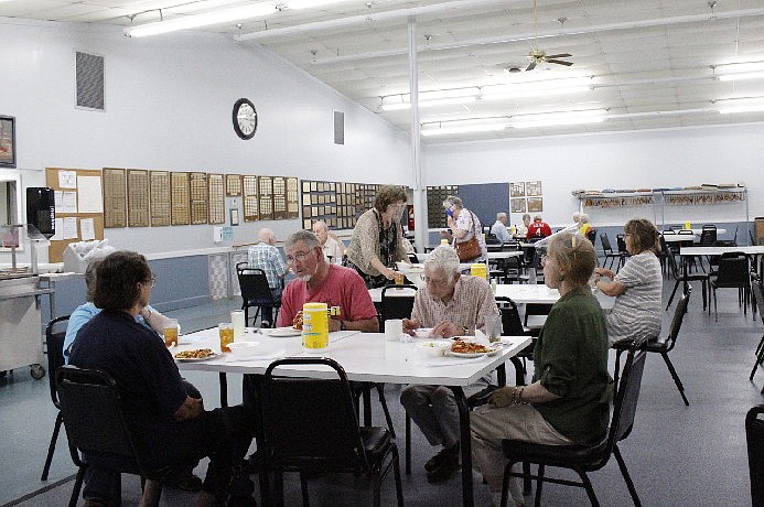 Patrons enjoy a meal at the California Nutrition Center on Monday, May 24, 2021. (California Democrat file photo)