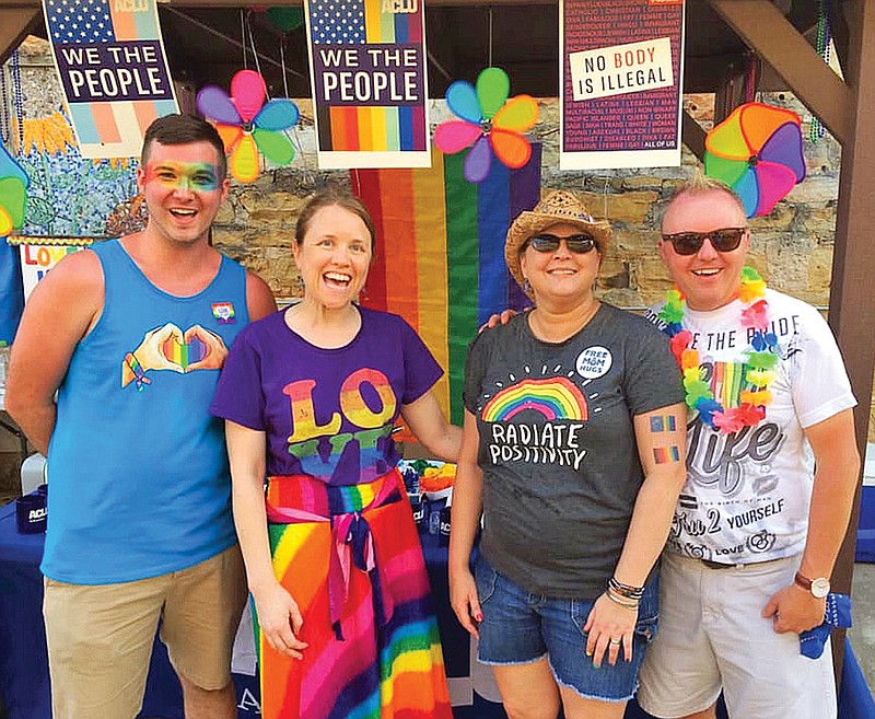 Pictured, from left, are Andrew Lane, Batesville Pride Committee member; Amy Pritchard, American Civil Liberties Union board member; Holly Dickson, executive director of ACLU of Arkansas; and Shannon Hix, founder of Batesville Pride. This year’s event will take place from 4-8 p.m. June 19 at Pocket Park in Batesville.