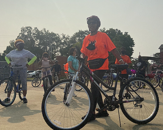 Pine Bluff Mayor Shirley Washington led the Mayor's Mile route through downtown Pine Bluff Saturday morning. It was part of the 18th Tour de Bluff event. (Special to The Commercial/Deborah Horn)