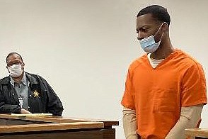 Damien Butler walks into a courtroom at the Miller County jail Thursday morning. Butler pleaded guilty to murder and received a 25-year sentence in the February 2020 shooting of Devonta Biddle at a house on Linden Street in Texarkana, Arkansas. (Staff photo by Lynn LaRowe)