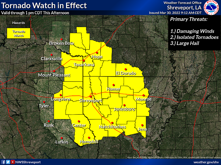 Tornado watch in effect until 1 p.m. | Texarkana Gazette