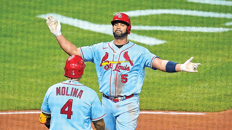 Pujols Hits 696th Hr Ties A Rod Cards Beat Pirates 7 5 Jefferson