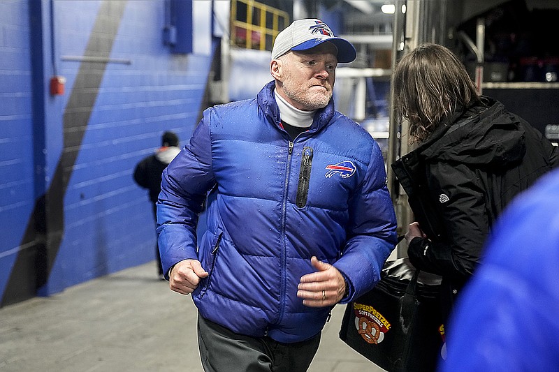 Bills head coach Sean McDermott heads for the locker room after the Bills lost to the Bengals in Sunday's division round football game in Orchard Park, N.Y. (Associated Press)