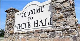 White Hall welcome sign.