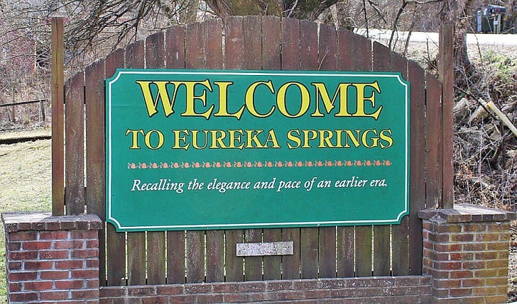 Eureka Springs welcome sign.