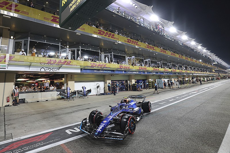 Williams driver Logan Sargeant steers his car during last month's qualifying session ahead of the Abu Dhabi Formula One Grand Prix at the Yas Marina Circuit in Abu Dhabi, United Arab Emirates. (Ali Haider/Pool via the Associated Press)