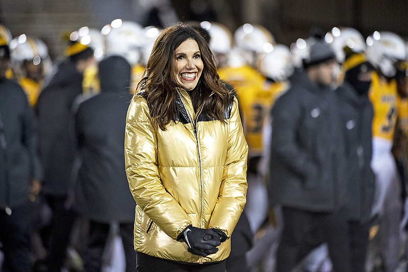 In this Nov. 19, 2022, file photo, Missouri athletic director Desiree Reed-Francois stands on Faurot Field before the start of a football game against New Mexico State in Columbia. (Associated Press)