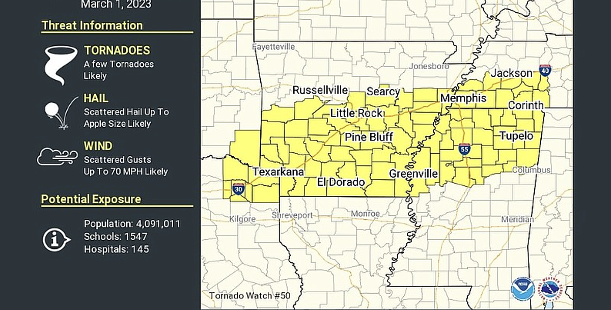 Tornado watch issued for southern two-thirds of Arkansas | The Arkansas ...