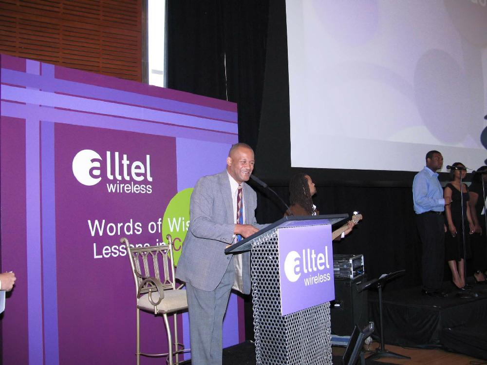 Maya Angelou was a special guest at a luncheon April 6 in the ballroom at the Clinton Presidential Center. Alltel Wireless presented nine scholarships to black students attending historically black universities who competed in an essay contest.