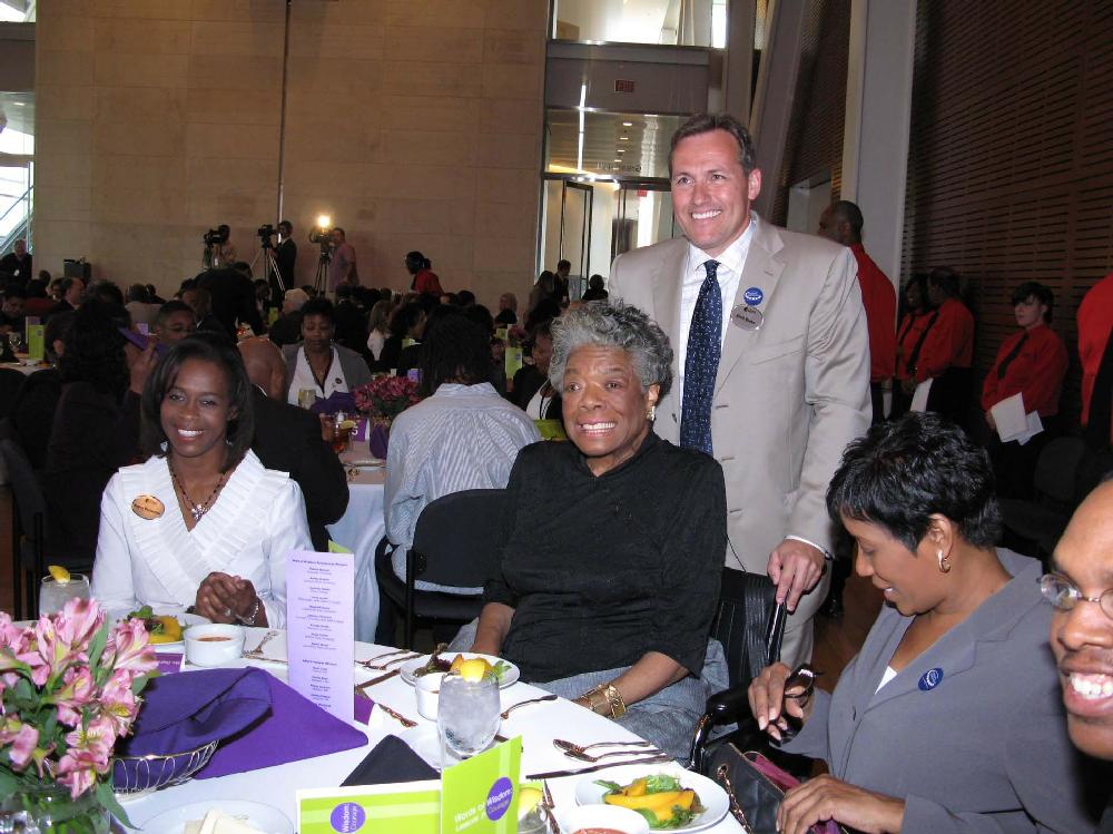 Maya Angelou was a special guest at a luncheon April 6 in the ballroom at the Clinton Presidential Center. Alltel Wireless presented nine scholarships to black students attending historically black universities who competed in an essay contest.