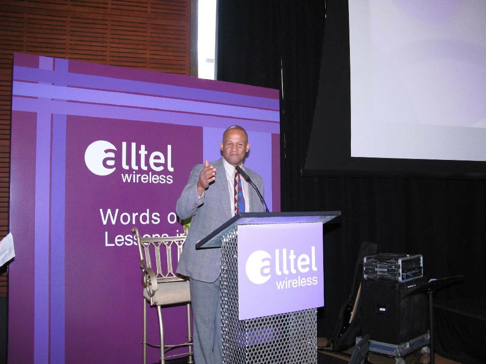 Maya Angelou was a special guest at a luncheon April 6 in the ballroom at the Clinton Presidential Center. Alltel Wireless presented nine scholarships to black students attending historically black universities who competed in an essay contest.