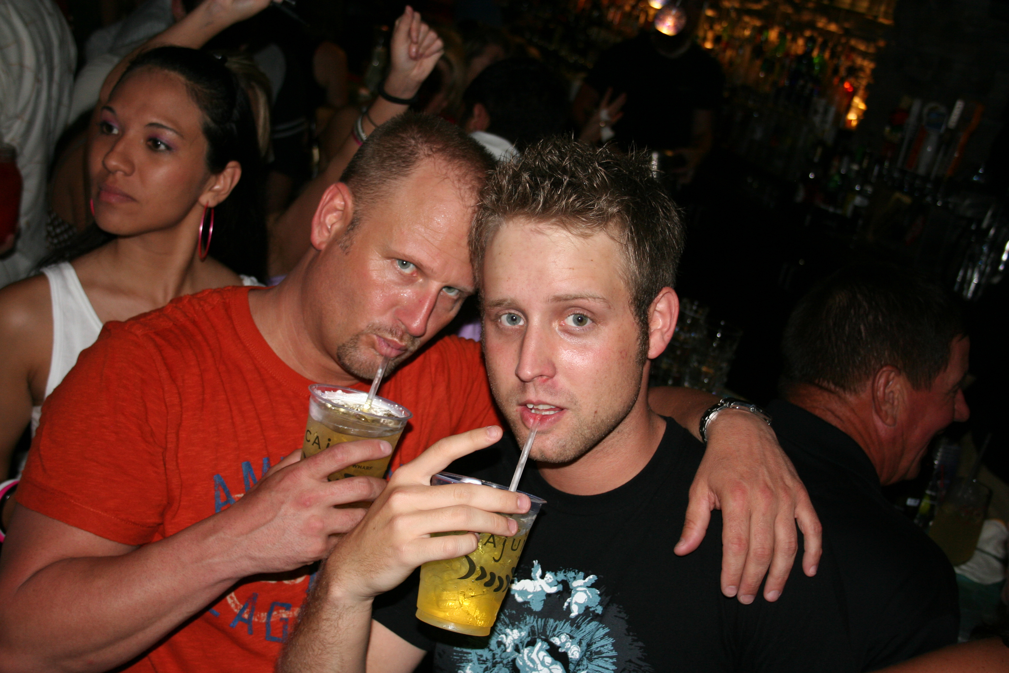 DJ Chucky P and Jason Cage enjoy a birthday drink at Cajun's
