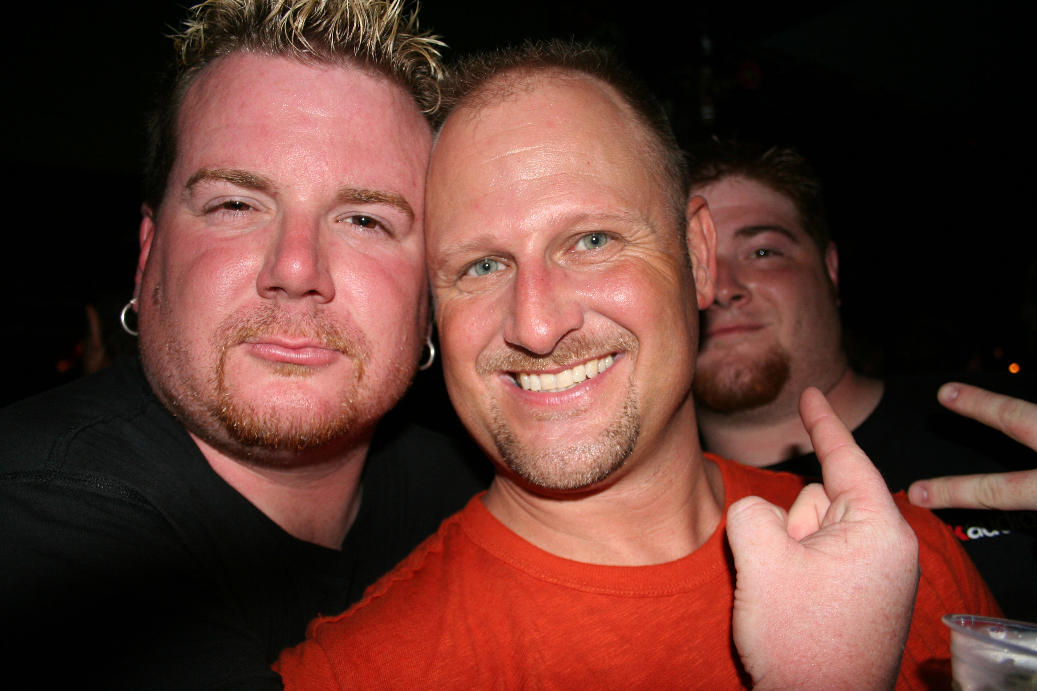 Mike gives DJ Chucky P a big birthday hug