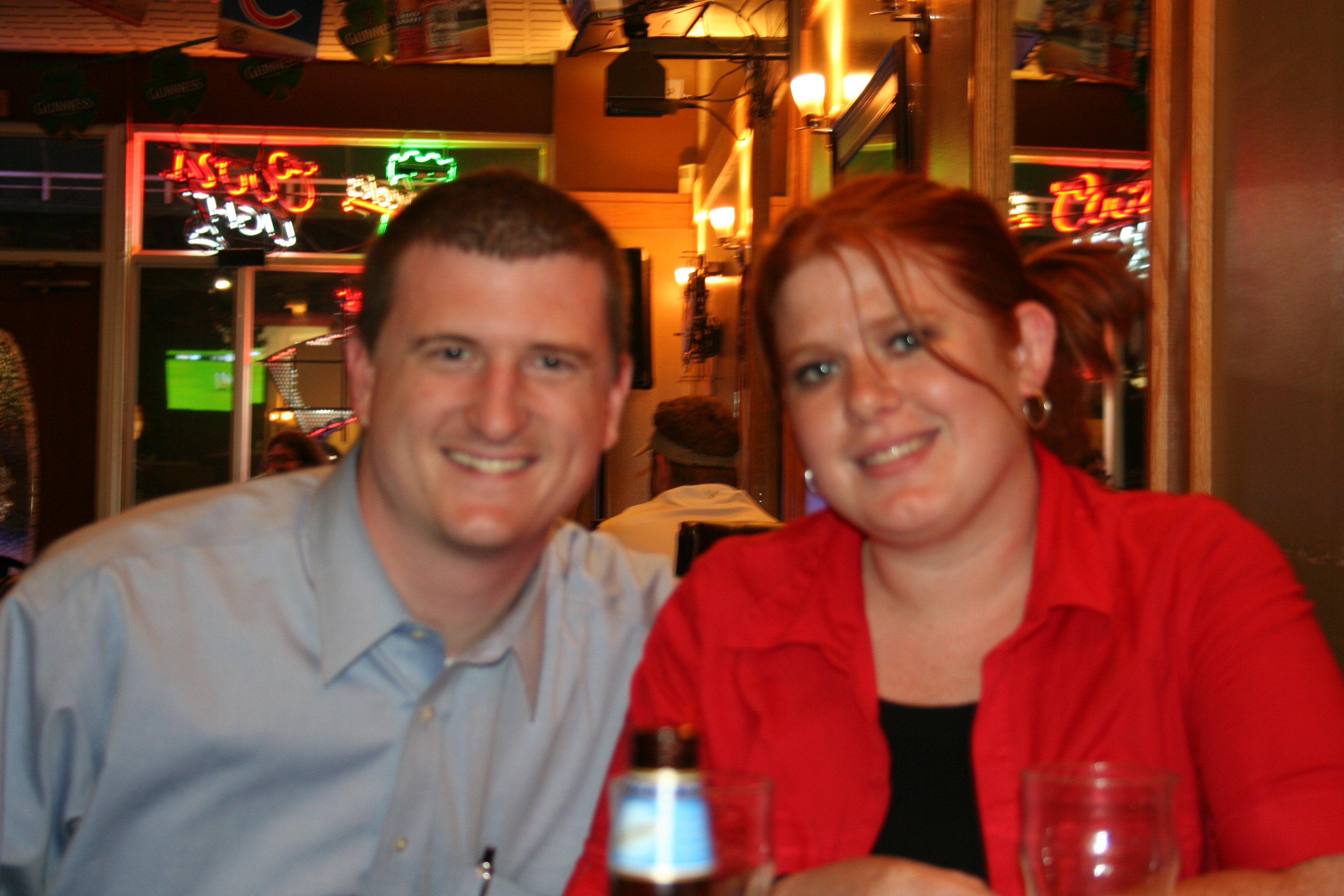 Brad Schubert visits with Adeline McClenny at Markahm St. Pub.