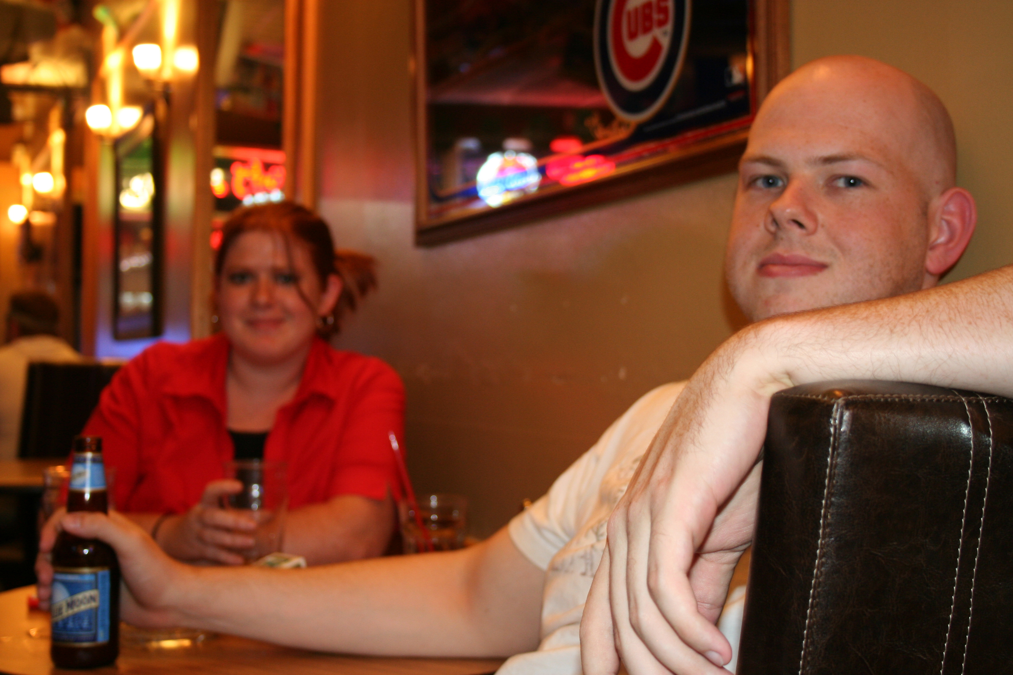 Adeline McClenny looks on while Matt Strutton visits with SYNC.