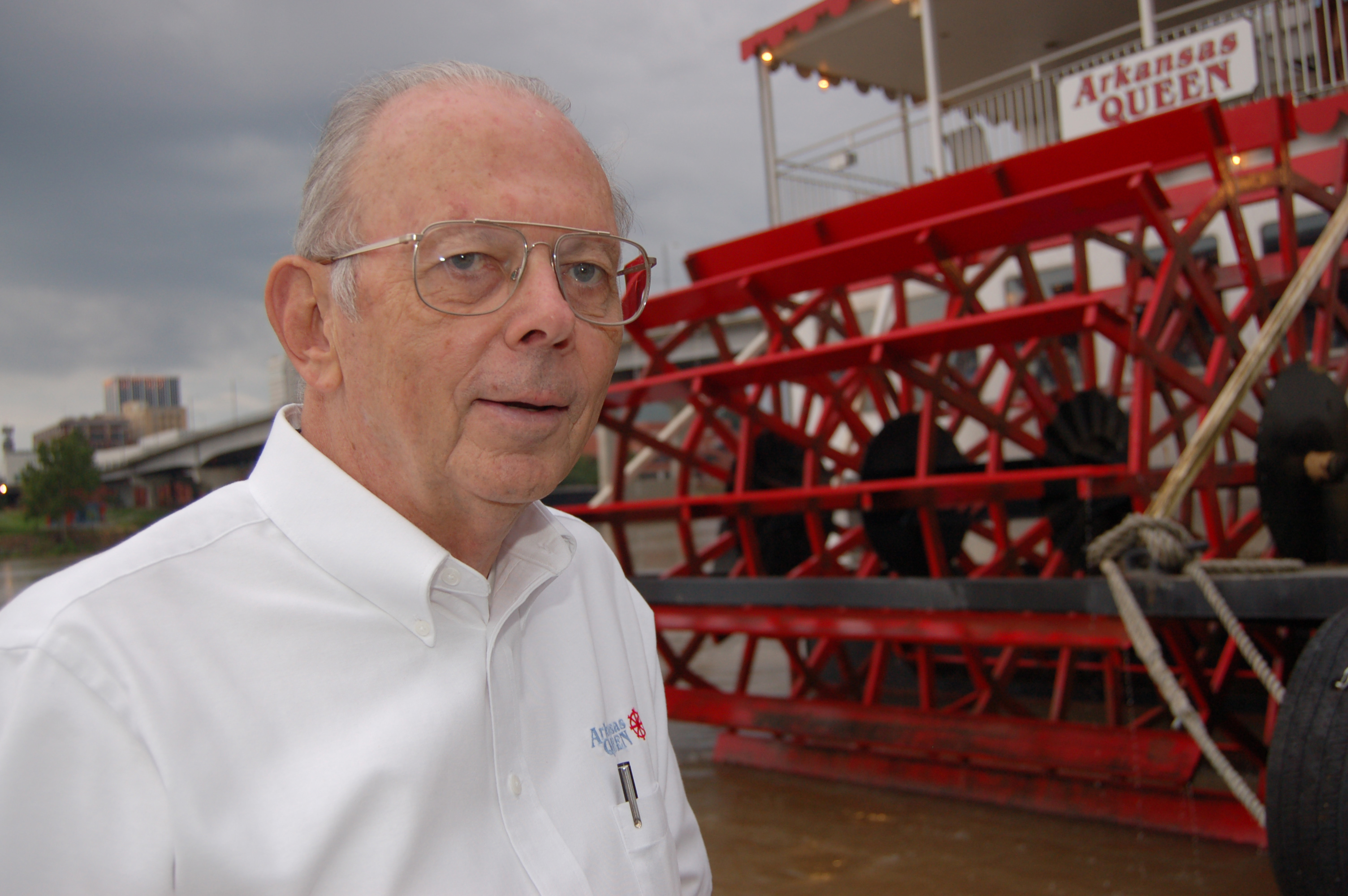 Bob Lumpp is one of the captains who navigates the Arkansas Queen riverboat down the Arkansas River for dinner cruises.