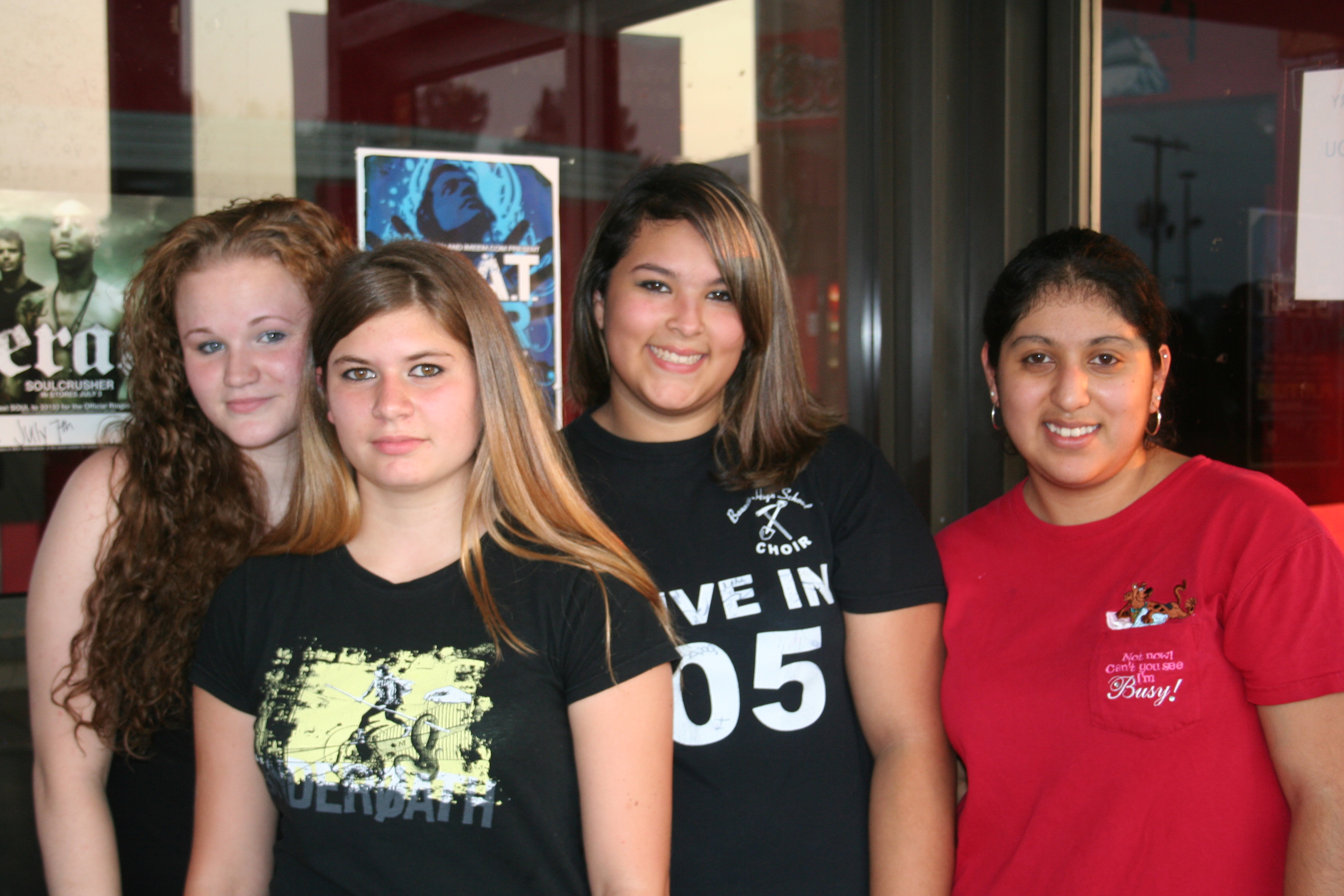 Tiffany Stanley, Terra Mitchell, Jennifer Carman and Lisa Reyes are first in line for the show.