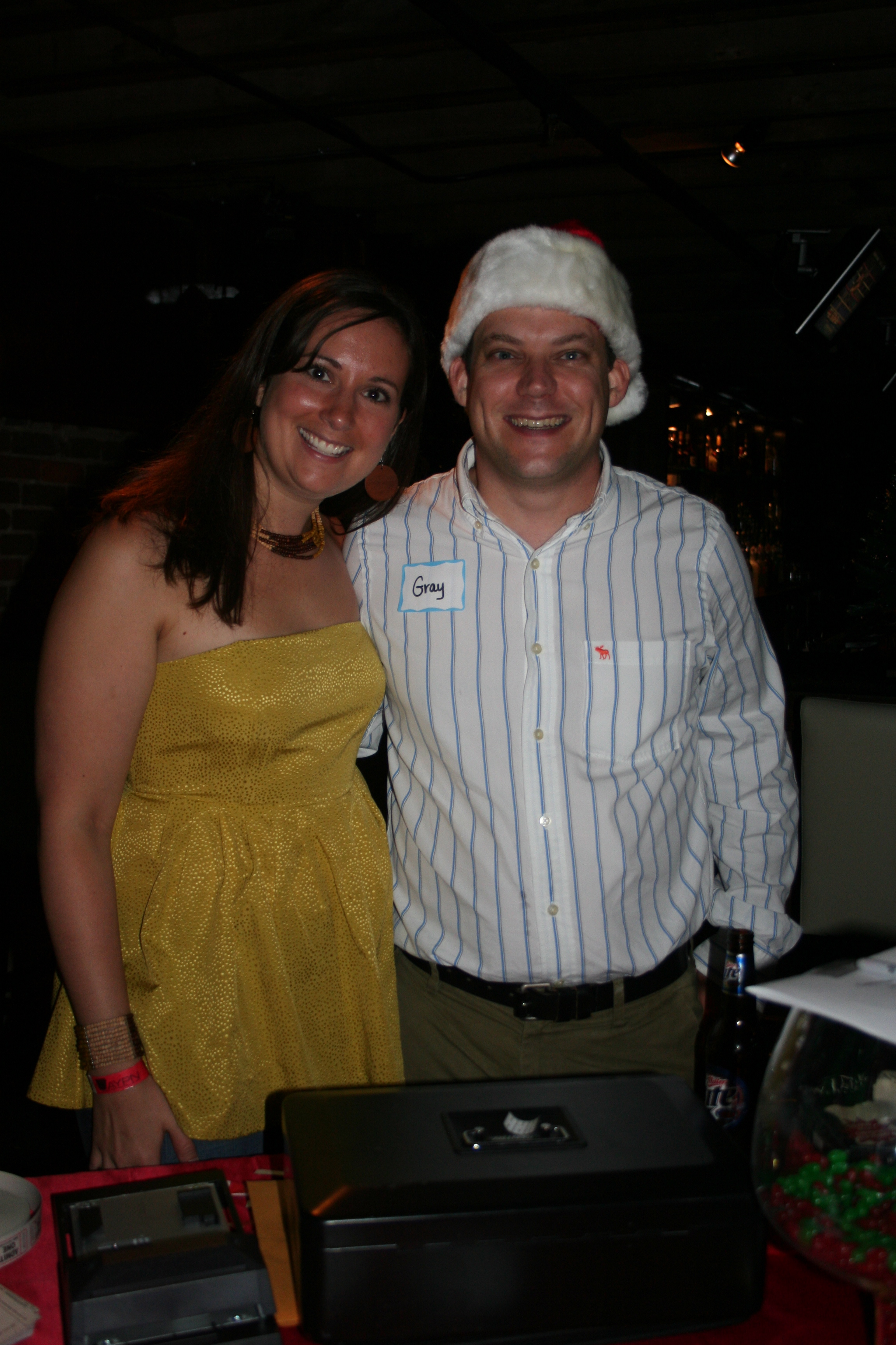 Andrea Rabeneck and Gray Turner welcome guests to the party.