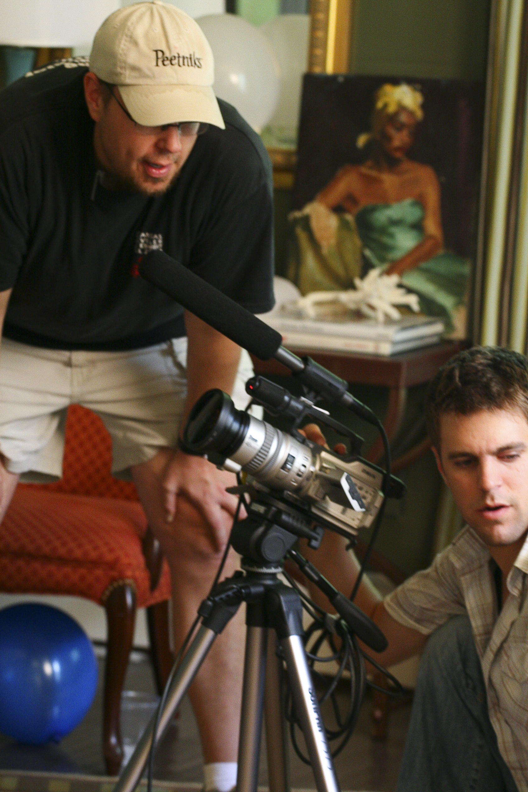Director, Luke Kramer checks the shot in the moniter with cinematographer, Dean Clift.