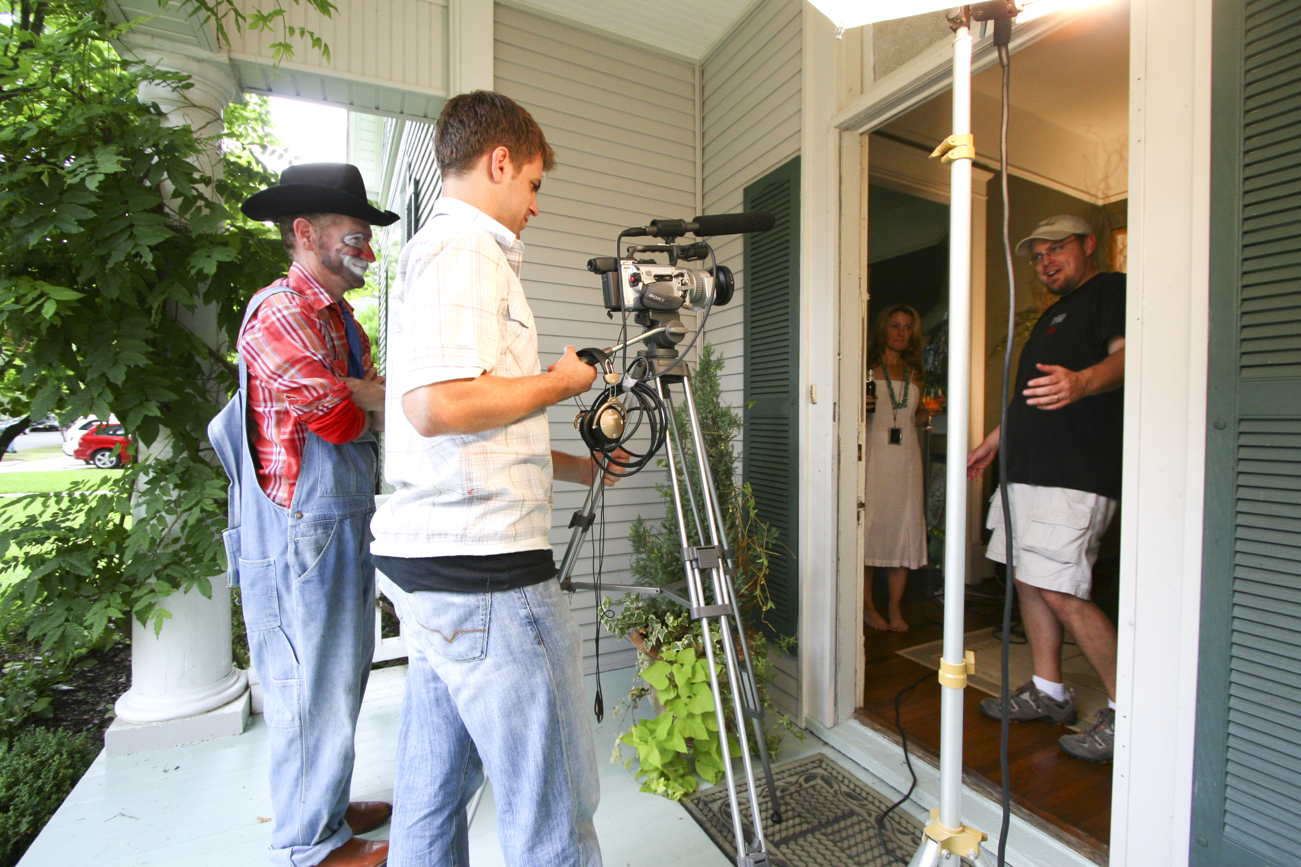 Director, Luke Kramer, demonstrates how he would like the upcoming scene to play out.