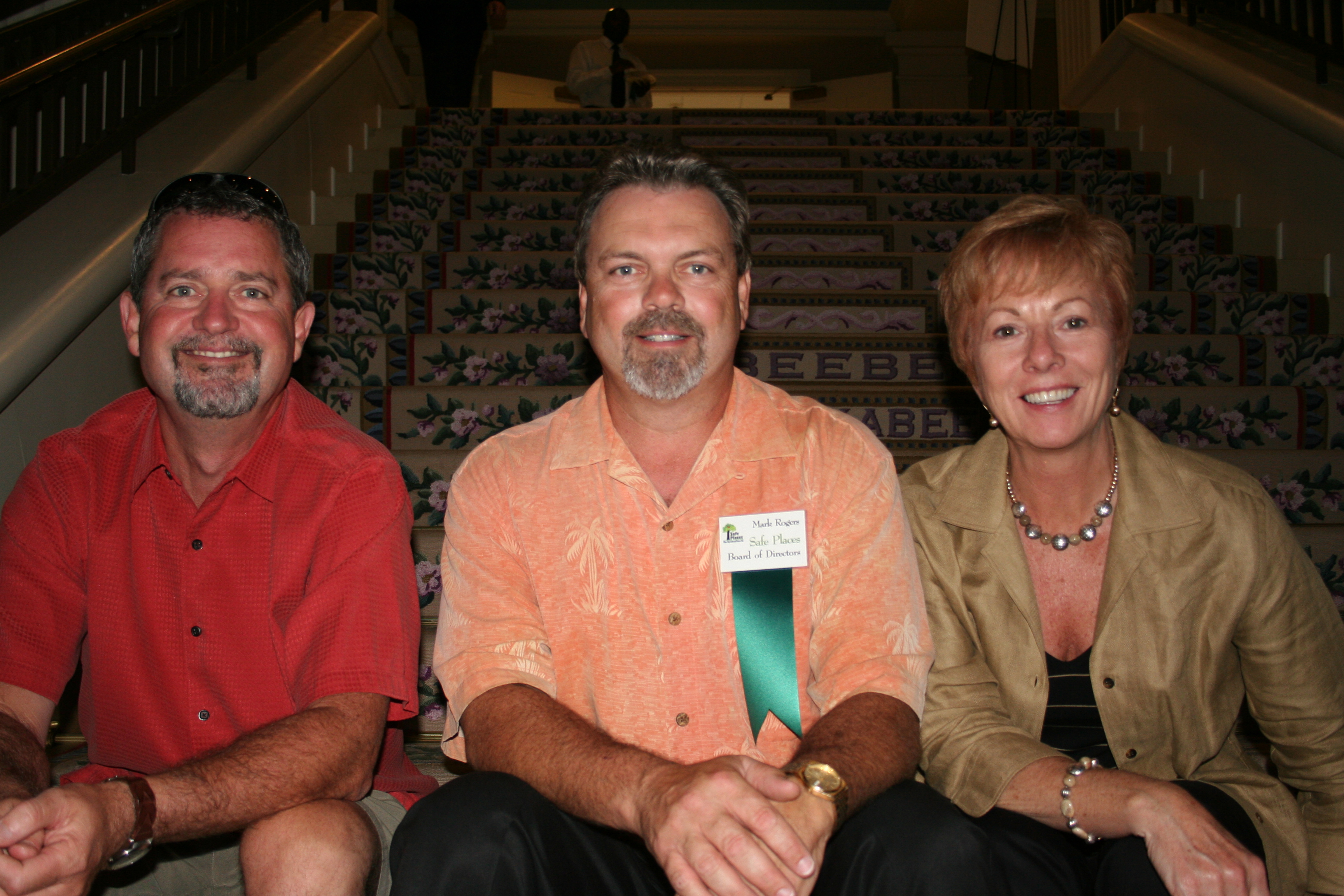 Steve Nicholson, Mark Rogers and Fran Flener enjoy the show from the staircase!