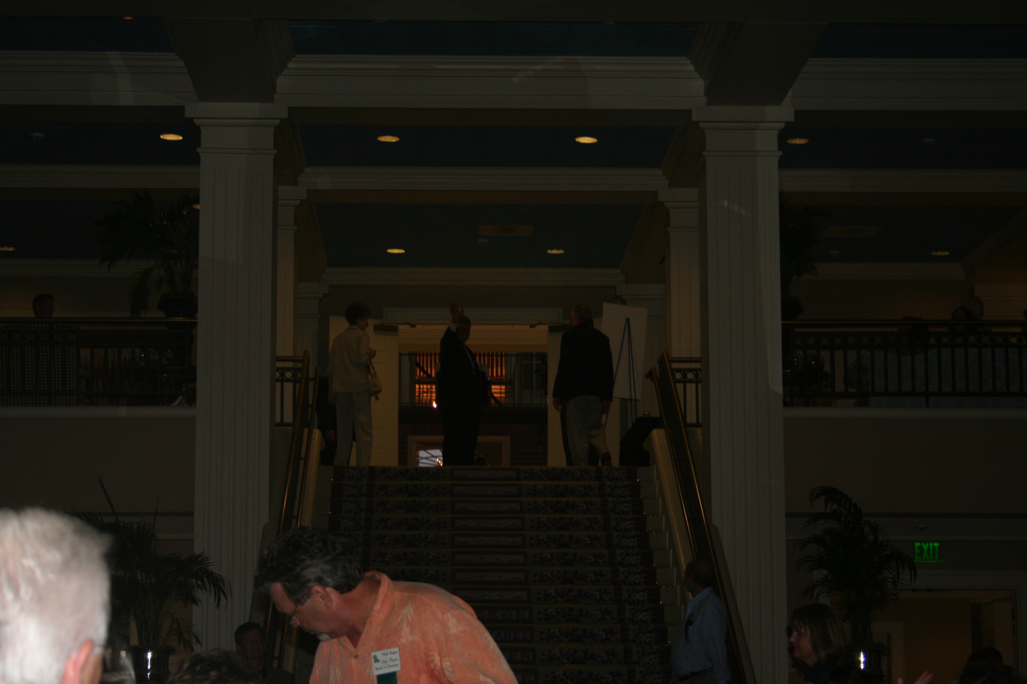 Way up there, Governor Beebe is waving to the crowd!