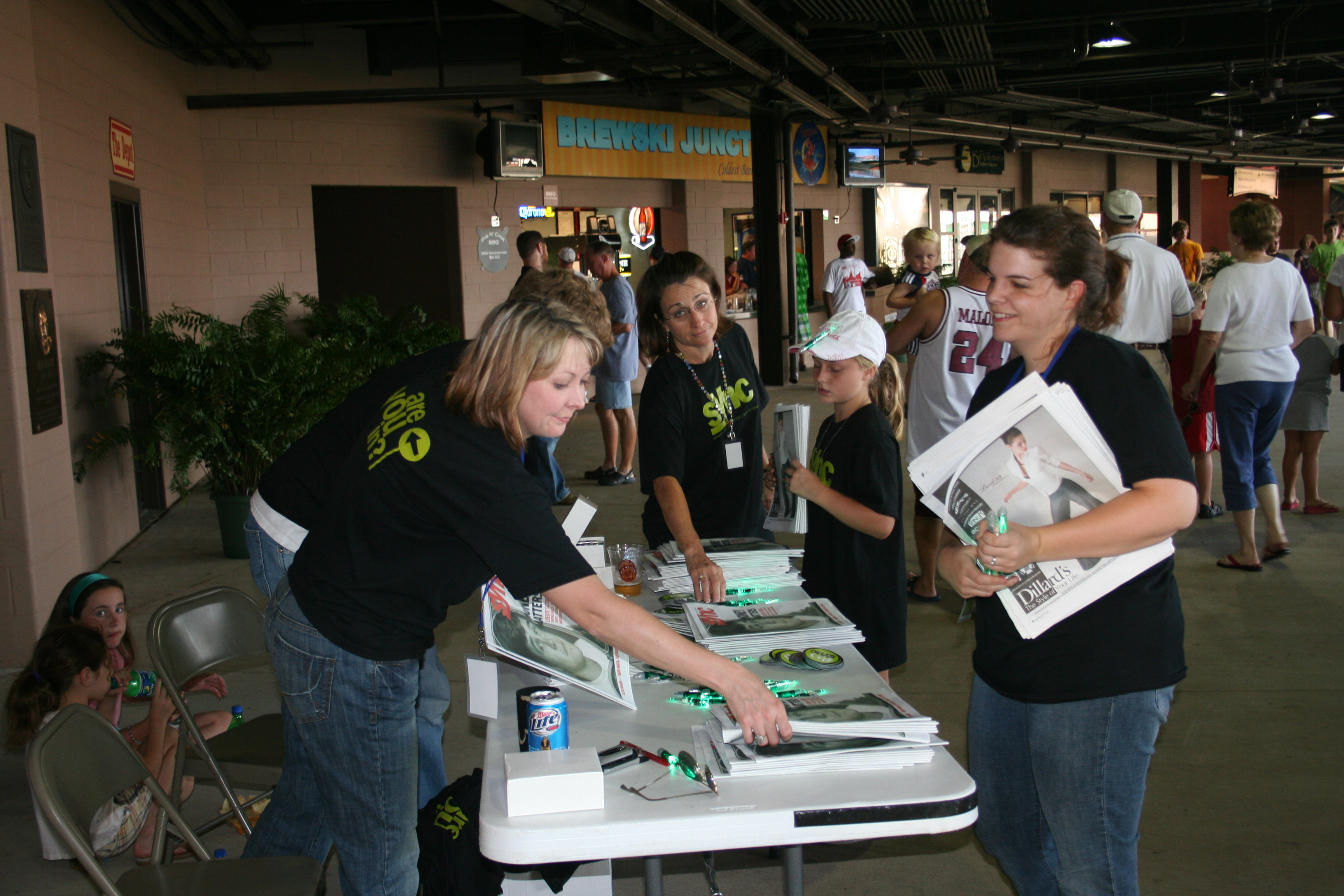 We've got papers, pens, magnets, t shirts, frisbees...