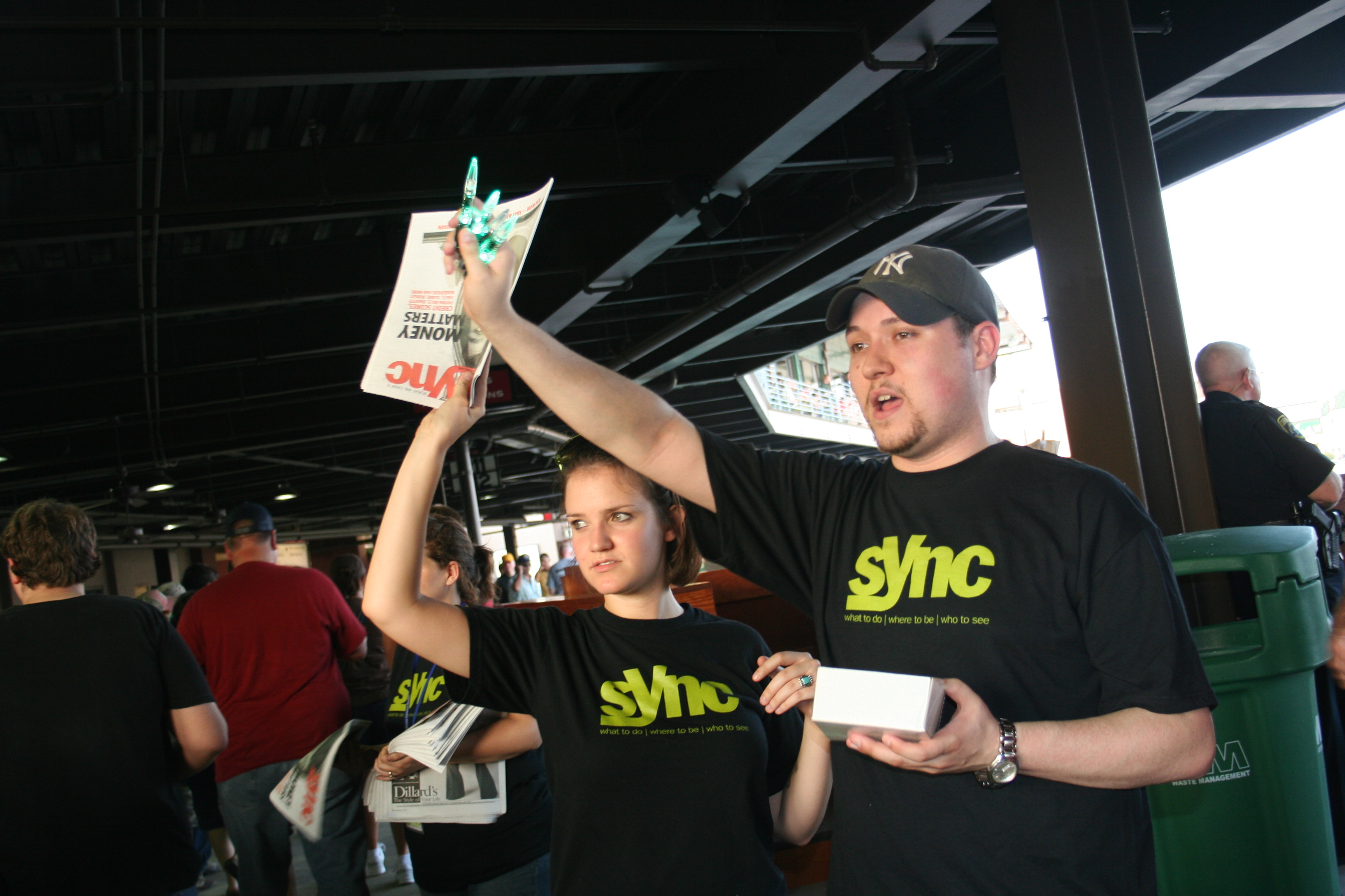 Get your SYNC! Brandon and Elizabeth greet the crowd coming through the gate.