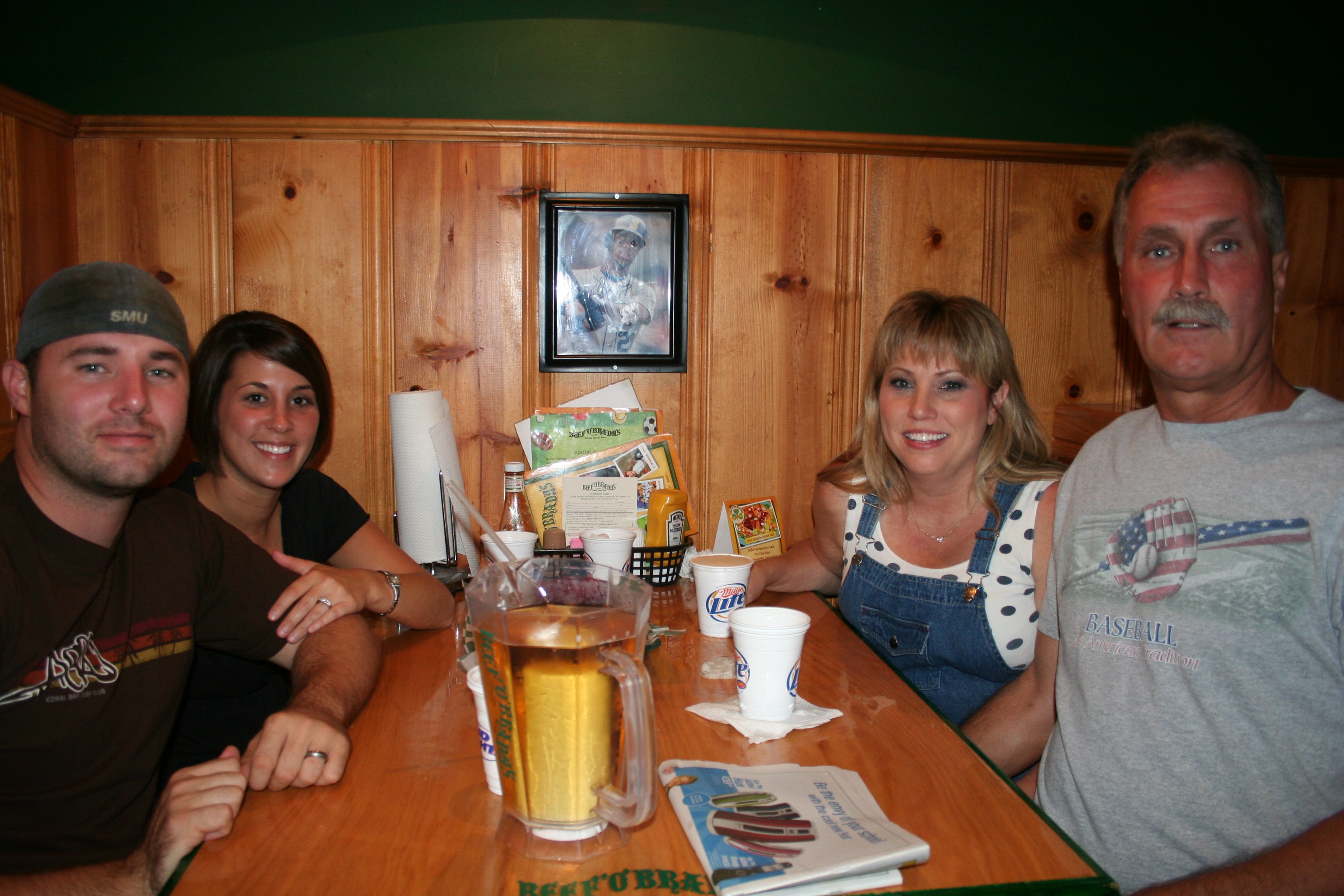 Aaron and Amber Jensen and Diane and Randy Thomas enjoy dinner at the party.