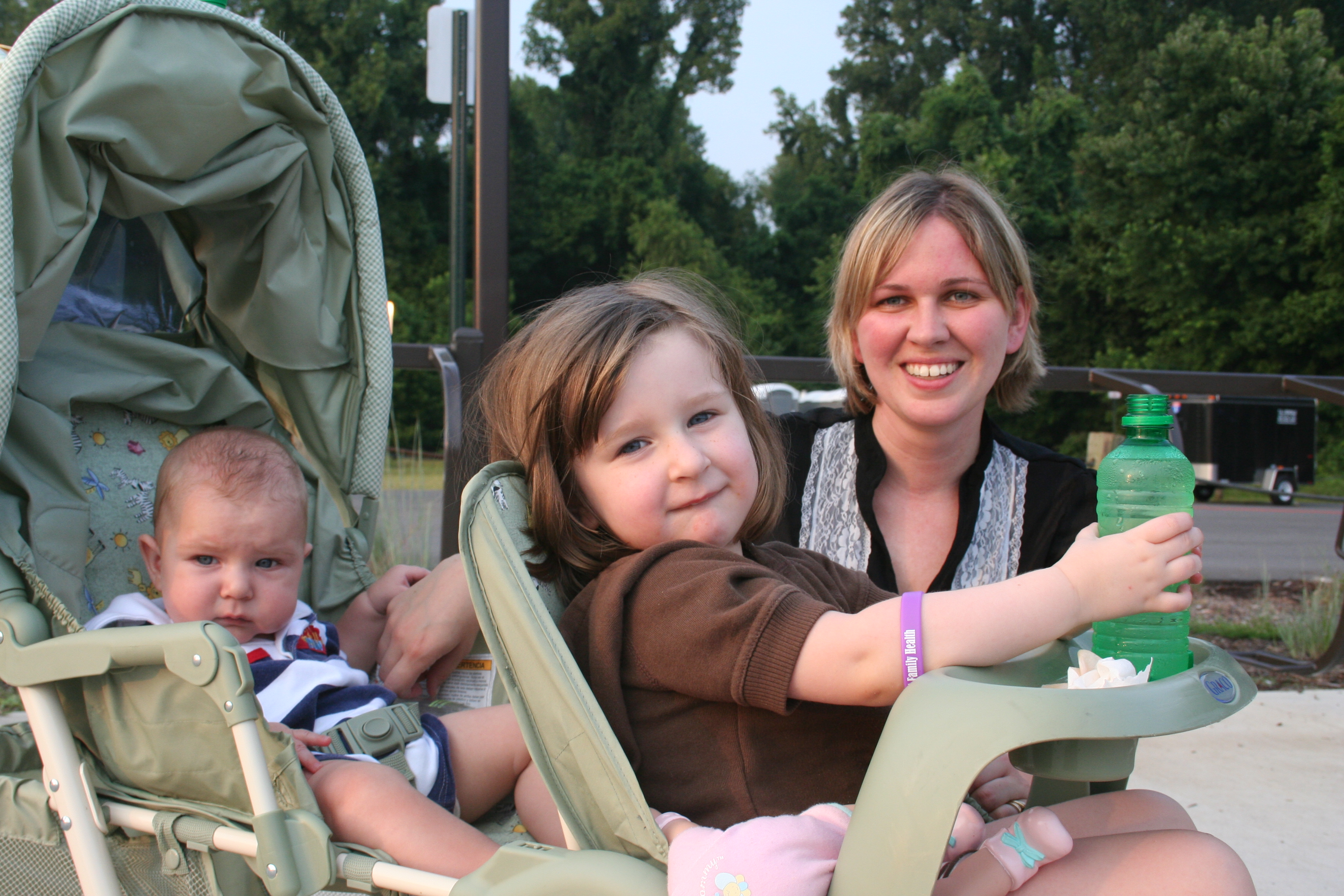 Never too young for a walk!
Parker and Abby-Grace with their mother Lacy Lambert