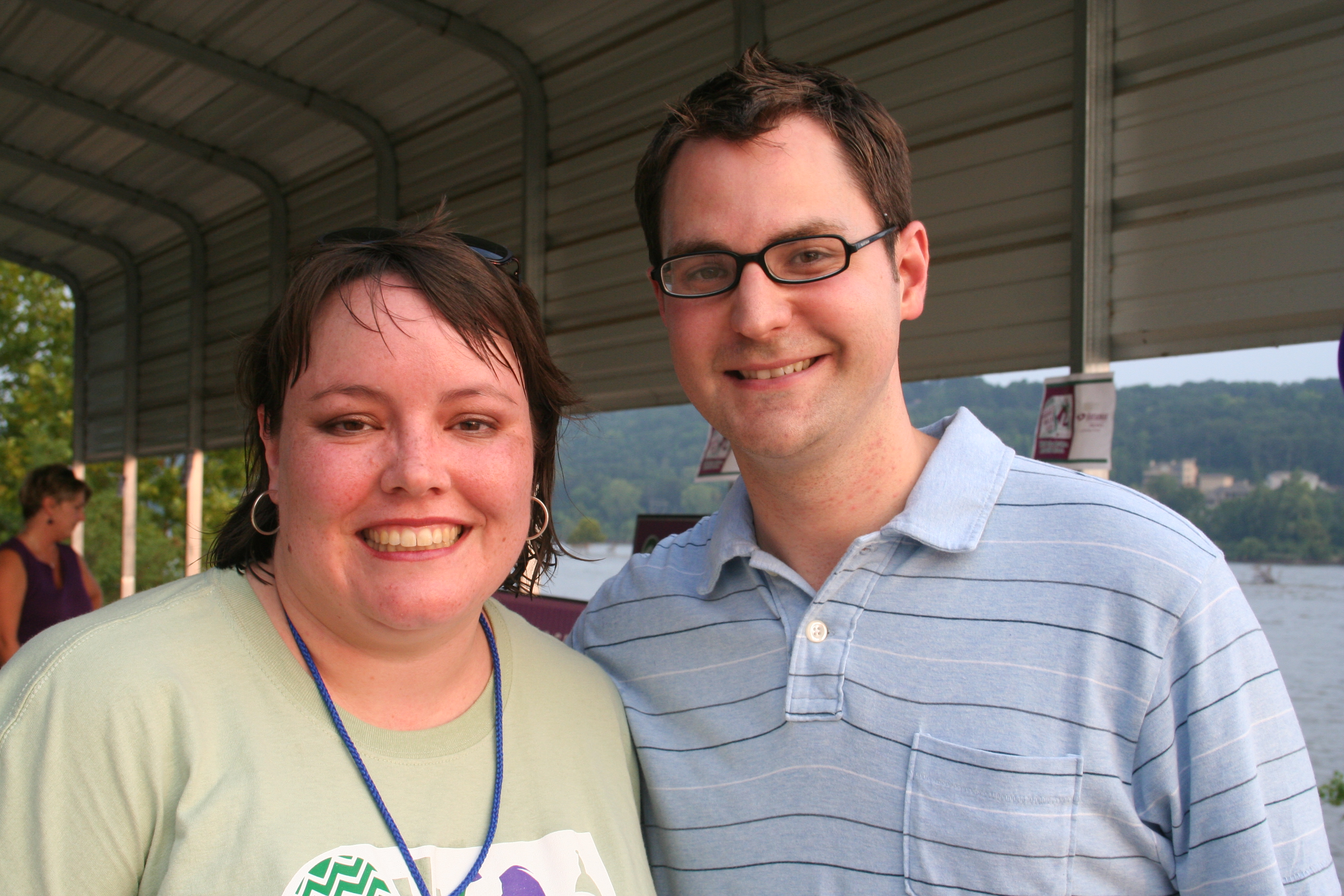At the food pavilion...
Heather Bailey and Rob Bell