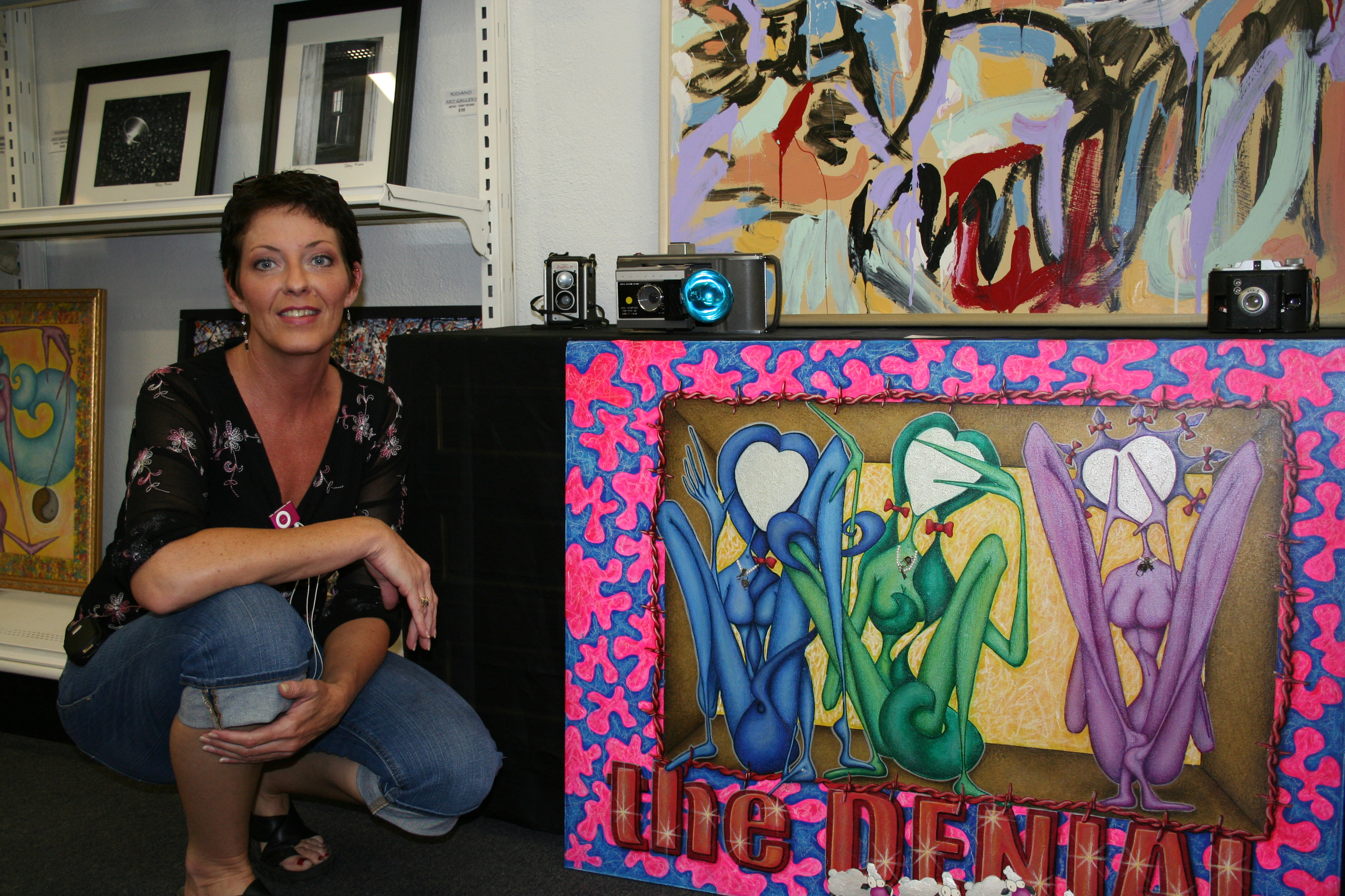 Artist Kandie Cudd publicly displays her art for the first time Saturday during "Art After Hours" at Riciano Art Gallery in Conway.