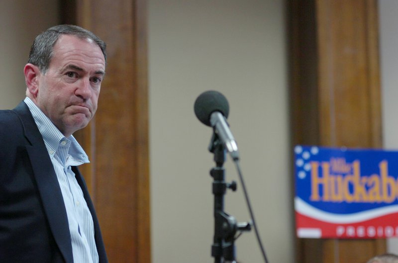 Presidential candidate, former Arkansas Gov.Mike Huckabee makes a stop in Ames, Iowa. at the Ames Public Library in August 2007.