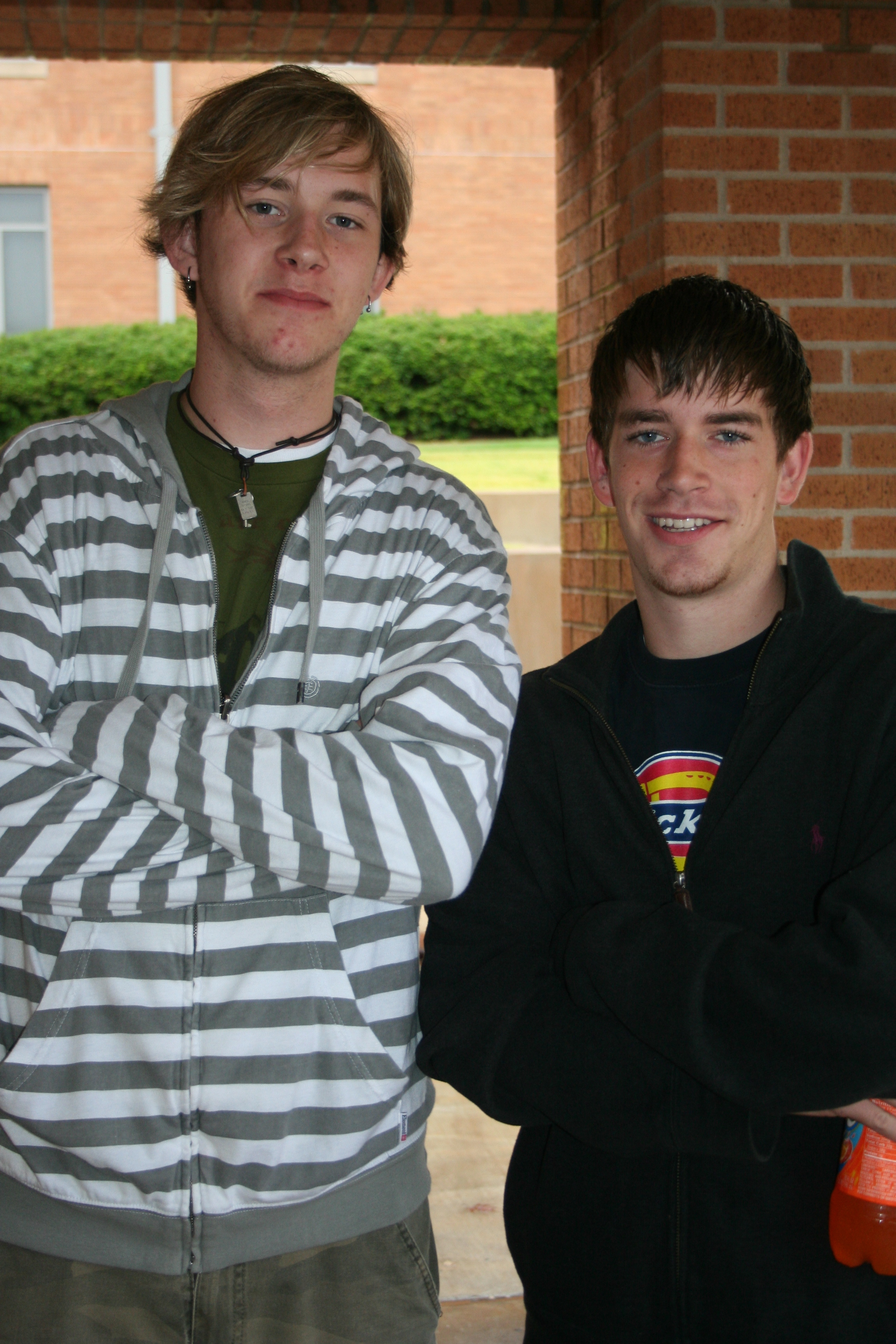 Wesley Jackson and Tommy Vise take a break outside The Commons.