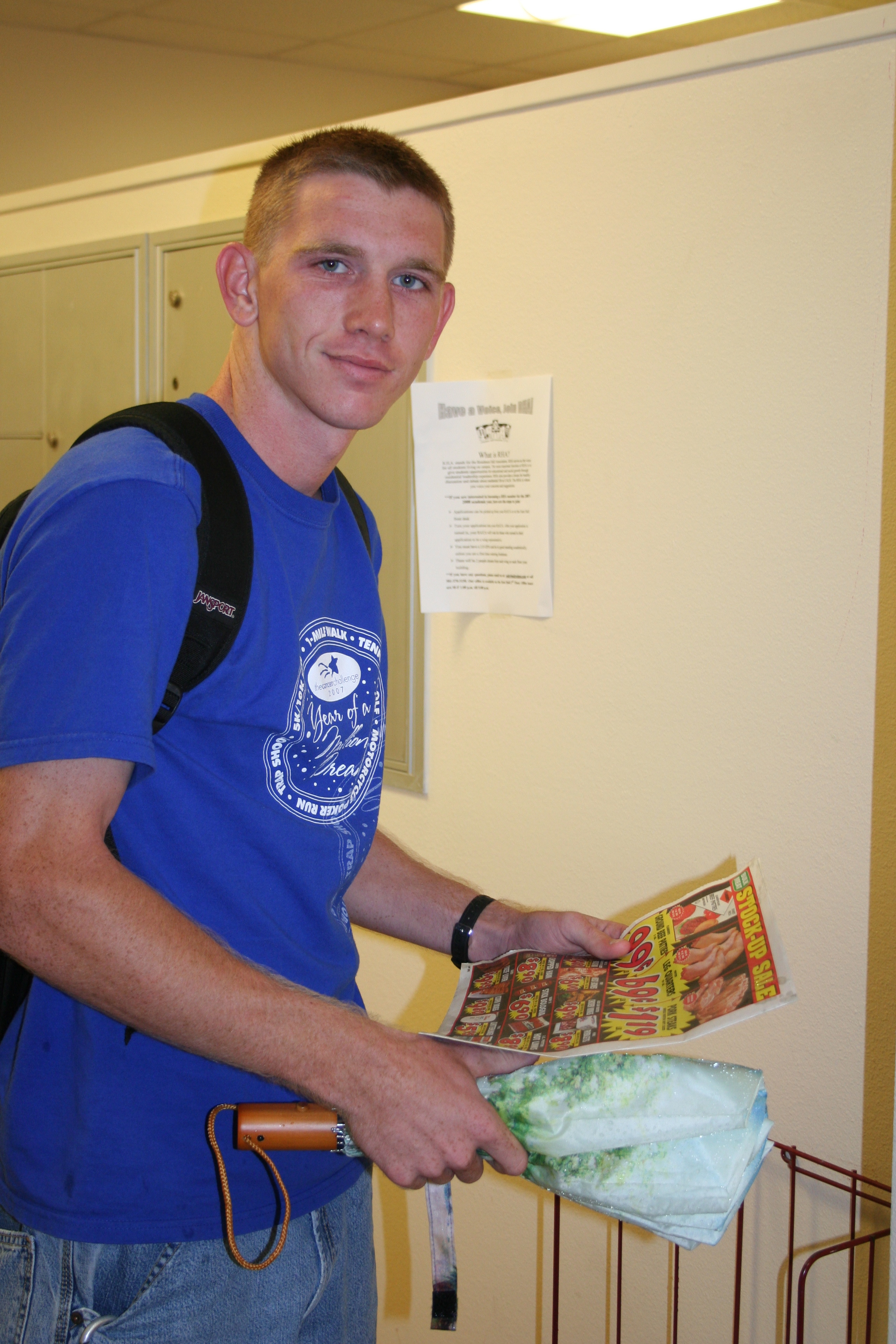 Brendon Sickles smiles for SYNC after he checks his mail.