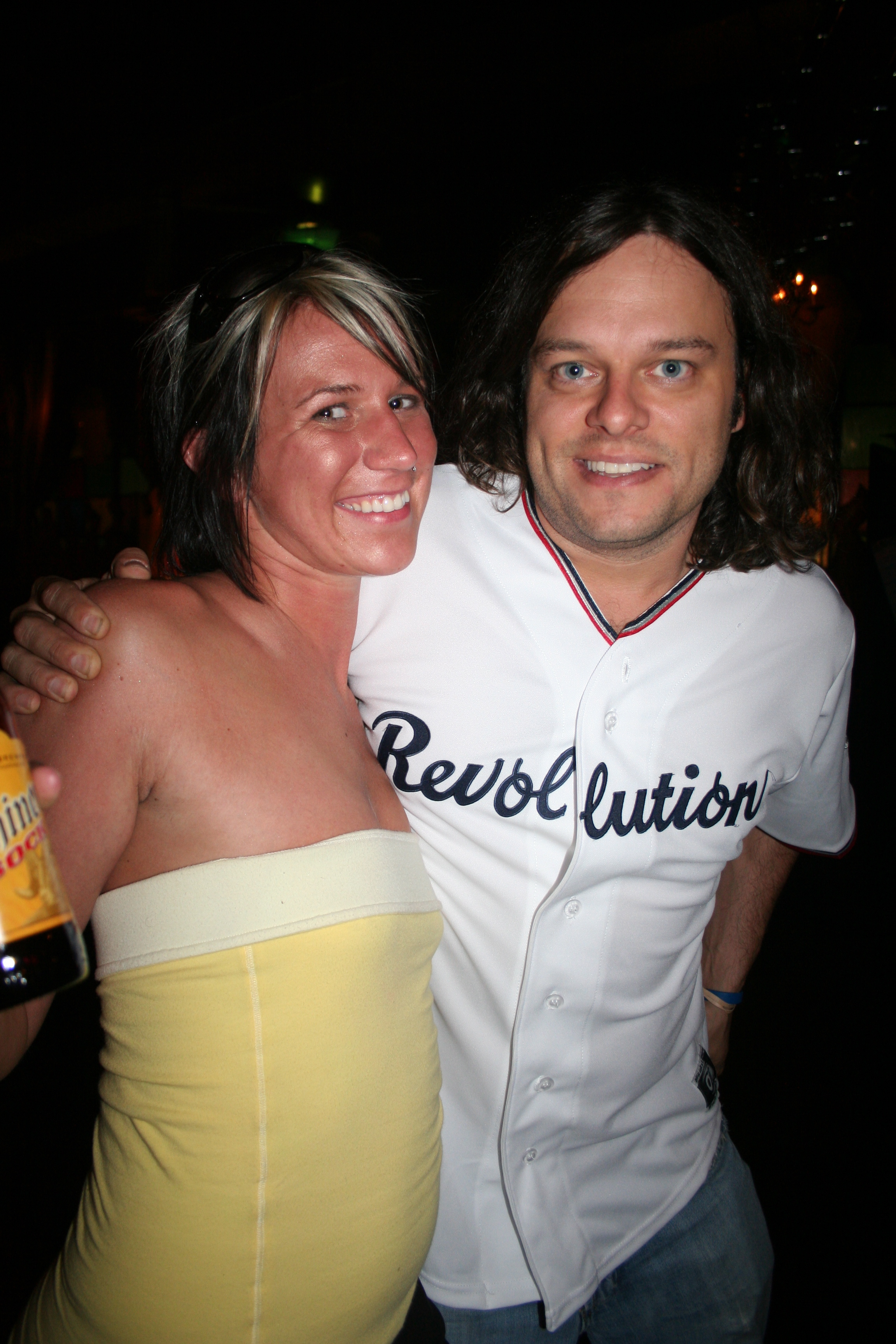 Mandy smiles with Chris King at the party at Sticky Fingerz.