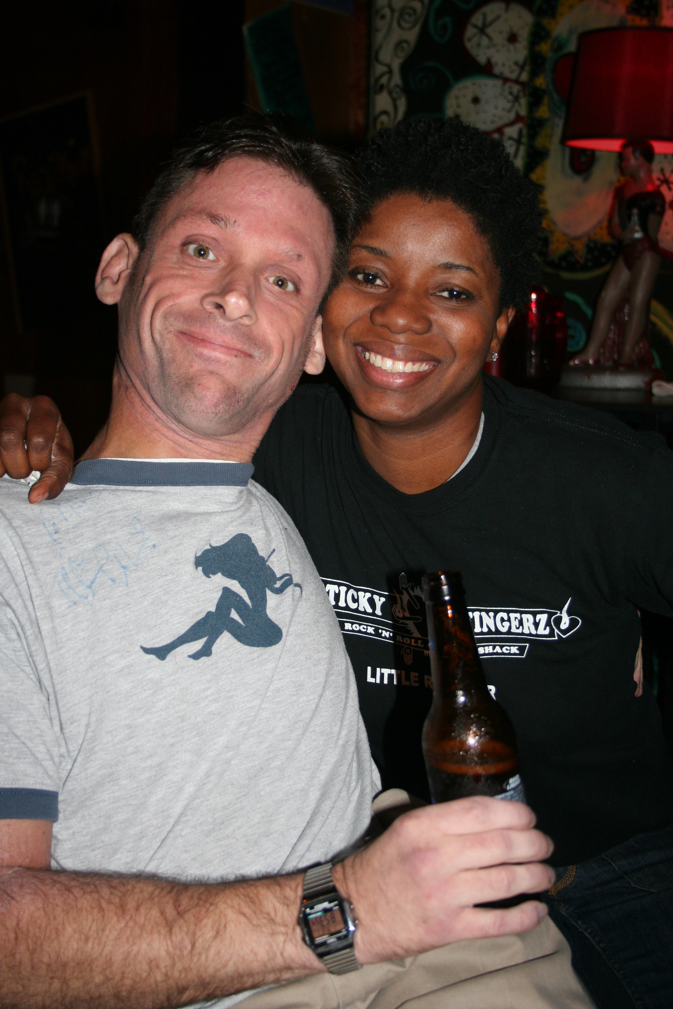 Mike Morrissey enjoys hanging out and Tara Suber serves the crowd.