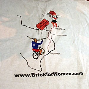 Miranda Hood designed this T-shirt to promote her dad's 500-plus mile ride and Little Rock run for charity.