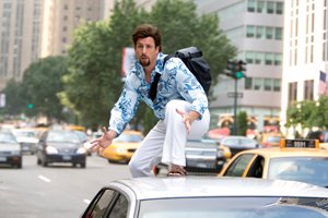 Zohan (Adam Sandler) is an Israeli commando who fakes his own death to pursue his dream of becoming a hairdresser in New York in You Don't Mess with the Zolan.