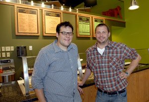 Scott McGehee (right) and his business partner, John Beachboard, are the owners of ZaZa, a new Little Rock restaurant in the Heights.