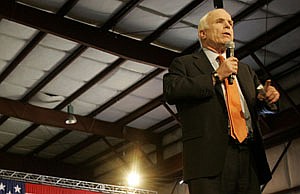 Republican presidential candidate, Sen. John McCain, R-Ariz., speaks at a rally in Stockton, Calif., on Thursday.