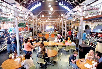 There are plenty of places to sit and dine in the River Market's redesigned Ottenheimer Market Hall.