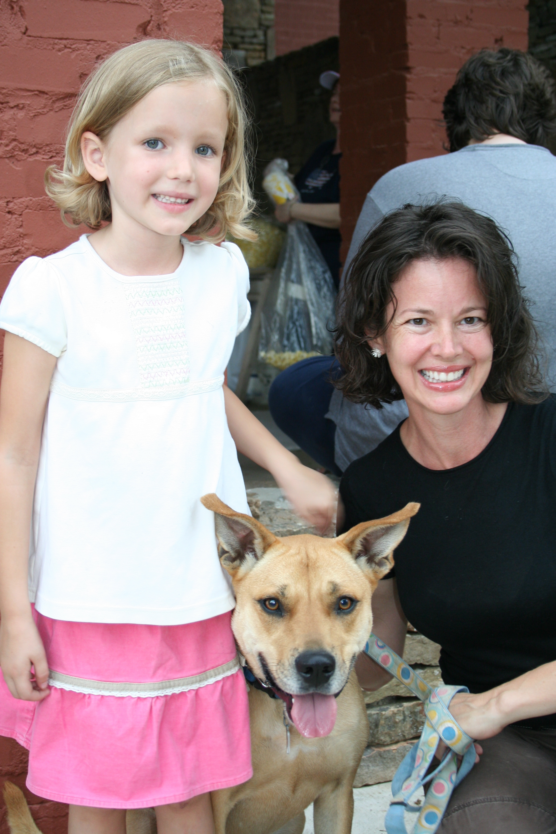 Jessie Bates and Barbara Miles with the dog, Maggie