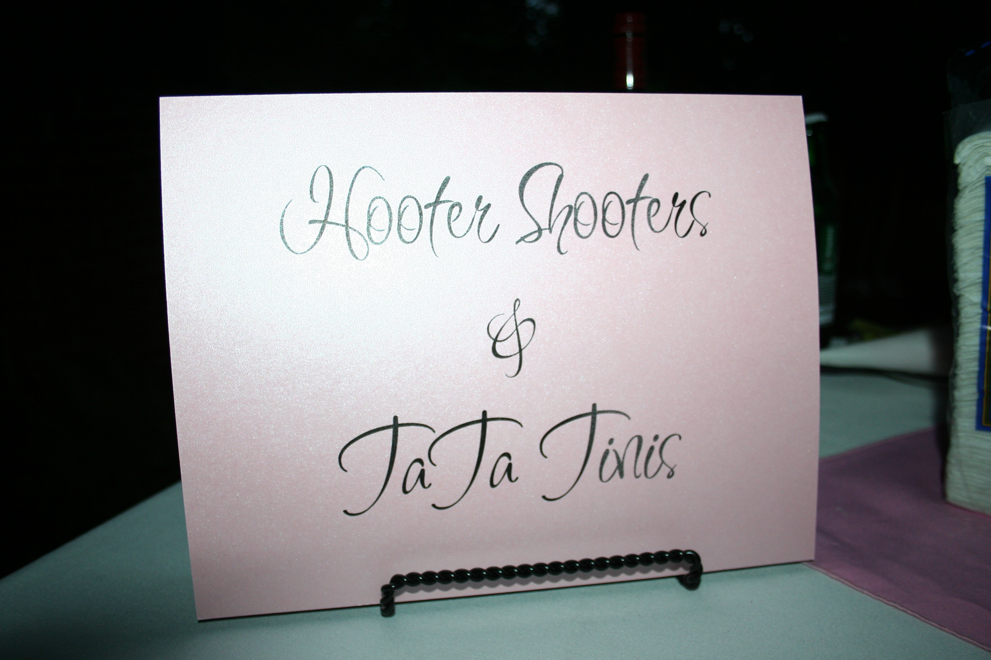 16. Drink specials for the night are Hooter Shooters and TaTa Tinis