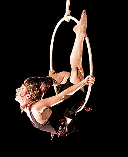 Aerialist Aloysia Gavre will do hoop spins to the "Bacchanale" from Camille Saint-Saens' Samson and Delilah
as part of Cirque de la Symphonie this weekend at Robinson Center Music Hall.