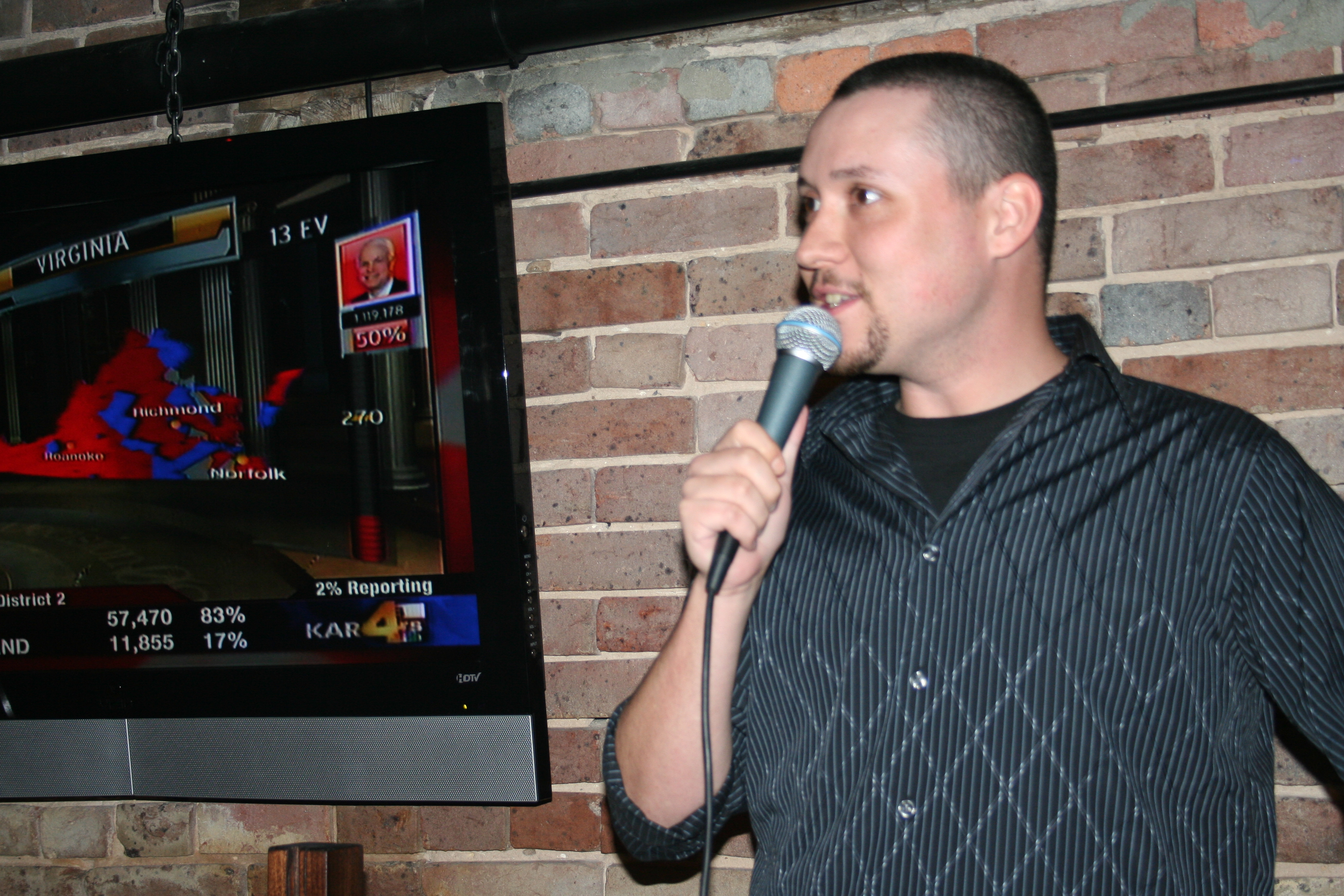 Brandon hosts a political trivia game.