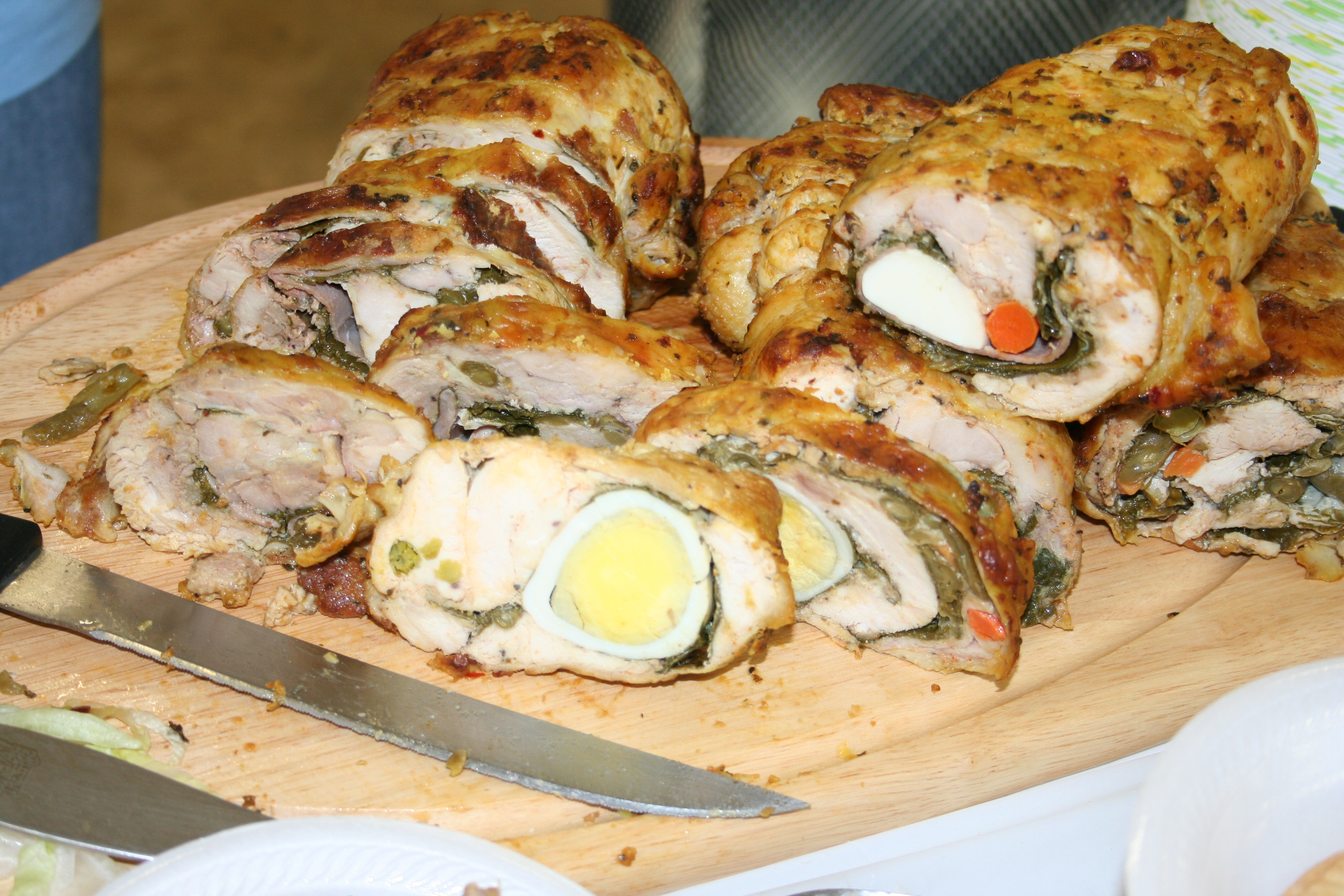 Pollo relleno (made with chicken, spinach and carrots) from La Argentina catering