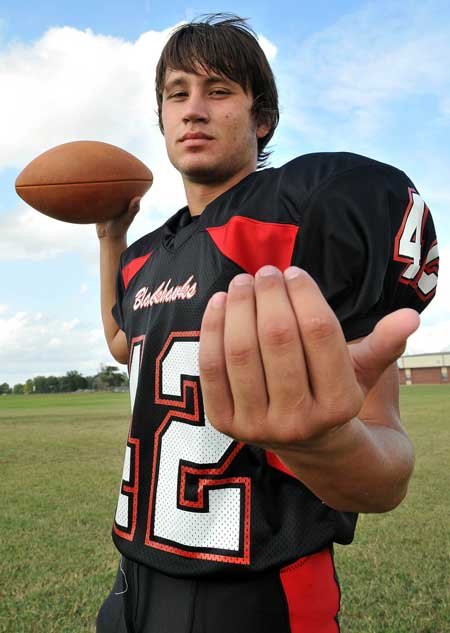Pea Ridge senior Tyler Ramsey and the Blackhawks are ready to take on all comers this season under new head coach Tony Travis. There's some trash talking going on Ramsey and his cousins in Gentry, Caleb and Eathen, who play for the Pioneers. The teams have split the past two years and meet again Oct. 9. 