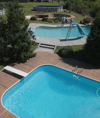 The demo pools at Aloha Pools. 